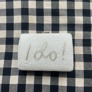 Elegant White Beaded Clutch